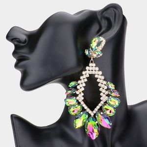MULTI STONE CLUSTER STATEMENT EVENING EARRINGS
